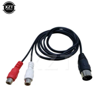 1PCS MIDI DIN 5P Male to 2 RCA Phono Female Socket Jack MF Audio Cable 0.5M 1.5M Connectors For CD player Amplifier