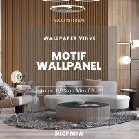 Wallpaper Dinding Vinyl Motif WPC Wallpanel Panel Kayu 3D Effect Coklat Cream Abu (cover area 5m2)