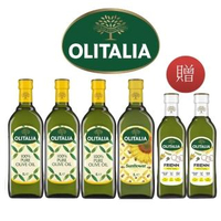 【Olitalia 奧利塔】純橄欖油1000mlx3+葵花油1000mlx1瓶(+高溫專用葵花油500mlx2瓶-禮盒組)