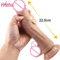 22.5cm Realistic Dildo Cock for Women Anal Sex Toys Huge Big Fake Penis with Suction Cup Flexible G-spot Curved Shaft and Ball