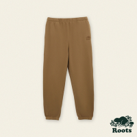 Roots男裝-絕對經典系列 海狸LOGO寬版刷毛布長褲-核桃棕
