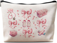 Nurse Makeup Bag, Nurse Gifts, Nurse Gifts for Women, Pink Coquette Bow Cosmetic Bags for Women, Fut