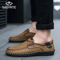 SAGYRITE Big Size Men Shoes 38-48 Slip on Loafers for Men Driving Shoes for Men Genuine Leather Men Casual Shoes#L0103