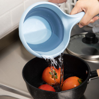 家用廚房折疊收縮浴室洗頭大容量硅膠水勺水漂舀水舀子舀水瓢