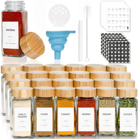 Spice Jars with Labels 24pcs Seasoning Organizer Bottles 4oz Glass Spice Jars with Bamboo Lids Spice
