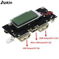 Aokin Dual USB 18650 Battery Charger PCB Power Module 5V 1A 2.1A Mobile Power Bank Accessories For Phone DIY LED Module Board