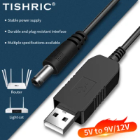 TISHRIC USB DC 5V to 12V 9V Power Cable For Router WIFI Adapter Wire usb Boost Module Converter 2.1x5.5mm Via Powerbank