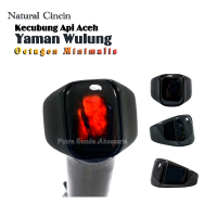 Cincin Batu akik Natural Yaman Wulung Hitam-Kecubung Api Minimalis