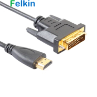 Felkin HDMI-compatible to DVI Cable DVI-D 24+1 Pin Cable 1080P 3D Video Converter HDMI-compatible Cable for DVD HDTV XBOX PS3