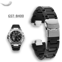 For Casio G-SHOCK 5657 GST-B400 Series WatchBand Modified Light plastic Steel Bracelet Black Men Watch Strap 22MM Butterfly butt
