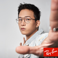 RayBan雷朋 復古雙槓圓潤方框 光學眼鏡/銀 黑#RB6485 2502-53mm