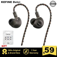KEFINE Delci 10mm DLC+PU Diaphragm Dynamic Driver Hi-Fi Wired IEM Headphone With Detachable Cable CNC Metal Earphone Seeaudio KZ