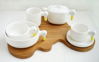 乖乖鴨日本啞光質感陶瓷茶壺餐具套裝馬克杯沙拉碗麥片碗咖啡杯碟簡約餐盤 廚房小物 居家小物 家飾