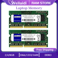 Weilaidi DDR3 4GB 8GB Memory Ram Laptop PC3-10600S 12800S 1066MHz 1333MHz 1600MHz Memoria Dimm 204Pins 1.5V Notebook Unbuffered