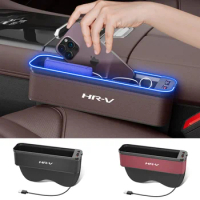 Car Interior LED 7-Color Atmosphere Light Sewn Chair Storage Box For Honda HR-V Auto Universal USB Storage Box Accessories
