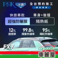 【FSK】防窺抗UV隔熱紙 防爆膜冰鑽系列 車身左右四窗＋後擋 送安裝不含天窗FX7休旅車(車麗屋)