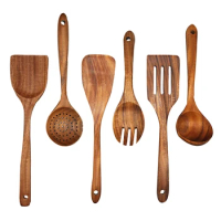 Wooden Spoons For Cooking,Wooden Cooking Utensils 6Pcs Wooden Kitchen Utensil Set Wooden Utensils For Cooking