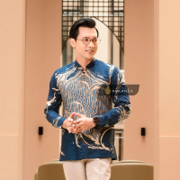 BATIK ARKANZA Kemeja Batik Koko Motif TINULAR Slimfit Lengan Panjang