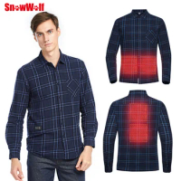 Snowwolf 2022 New Winter Men Heated plaid shirt USB infraded Heating shirt for outdoor Hiking Camping