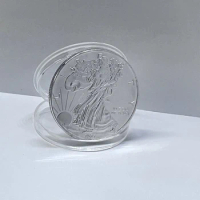 50 Pcs Non Magnetic Coin 2021 Silver Eagle 1 OZ Silver Plated Badge Collectible Decoration Art With Hard Plastic Capsule
