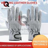 1 Pair Electric Leather Welding Work Gloves Welding Gloves Heat Resistant Security Protection Safety Work Gloves for Welder