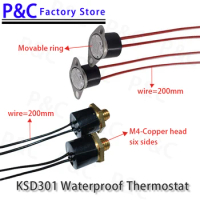 100pcs KSD301/KSD302 waterproof 20C-135C degree Normally Closed Temperature Switch Thermostat 20 50 60 65 70 75 135