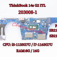 203008-1 For Lenovo ThinkBook 14s G2 ITL Laptop Motherboard With i5-1135G7U i7-1165G7U RAM:8G/16G 5B21B07627 5B21B07625 100% OK