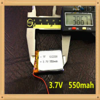 (1pieces/lot) Free shipping 3.7V lithium polymer battery 612338 062238 MP3 DIY Speaker millet Bluetooth 550MAH