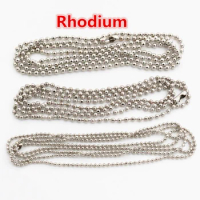 5pcs/lot 3 Size 1.5mm and 2.0mm and 2.4mm Rhodium Plated Ball Beads Chain Necklace Bead Connector 65cm(25.5 inch)