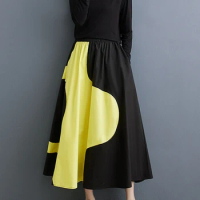 XITAO Irregular Contrast Color Patchwork Skirt Loose Fashion Casual Women Simplicity Temperament All-match New Skirt DMJ3848