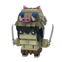 2026MOC Domestic Building Blocks Compatible with LEGO BrickHeadz Puzzle Toy Demon Slayer Inosuke Ass