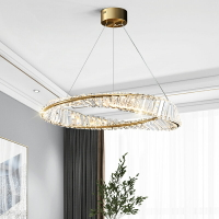 現代輕奢吊燈環形水晶美式簡約大氣家用客廳燈臥室餐廳LED圓圈燈