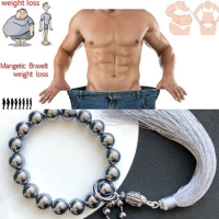 BOEYCJR Lose Weight Natural Terahertz Stone Beads Energy Bangles &amp; Bracelets Tassel 18 Beads Bracelet for Relaxation
