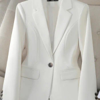 Long Sleeve Office Ladies Blazer Women Black Brown White Female Business Work Wear Slim Formal Jacket For Autumn Winter