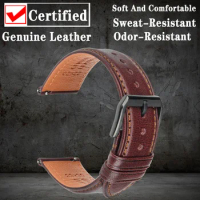 Quick Release Watch Band For Huawei Fossil Samsung Galaxy Active2/3 Amazfit Genuine Leather Strap Smart Watch Bracelet