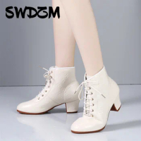 Woman Latin Dance Shoes Short Boots Outdoor Dance Boots Salsa Tango Dancing Shoes For Girls Soft Bottom White Black Ankle Boots