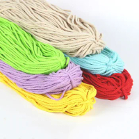 5mm Colorful White Cotton Cord Natural Beige Twisted Cord Rope Craft Macrame String DIY Home Decorative supply 90m