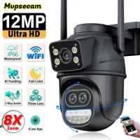 ICSEE Smart WIFI Security Camera 12MP 8K Three Lens 8X Zoom Outdoor HD Video Surveillance IP Cameras IPTV CCTV PTZ Auto Tracking