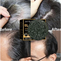 Organic Natural White Hair Dye Black Shampoo Soap Fast Effective Repair Gray White Color To Black Dye Hair Fixing Shampoo 50g
