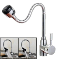 【HOT Kitchen faucet】 360 Degree Rotation Deck Mounted Kitchen Laundry Stainless Steel Faucet Sprayer