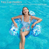 Adult Pool Float Chair Ergonomic Pool Float Chair with Cup Holder for Kids Adults U-shaped Swimming Pool Lounge for Ultimate