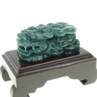 【喜緣玉品】天然翡翠貔貅含珠如意擺件(公)