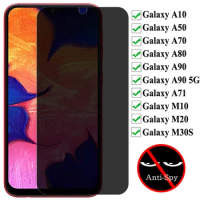 Privacy Tempered Glass For Samsung Galaxy A50 A10 A70 A71 A80 A90 5G Anti-Spy Glass For Galaxy M10 M20 Private Screen Protector