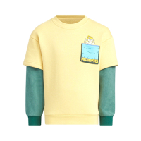 Adidas LK KN CREW 大童 黃綠色 男童 亞規 大學T 抓絨 運動 休閒 長袖 JJ4955