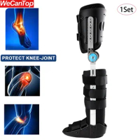 1Set ROM Hinged Knee Foot Support Brace Orthosis Joint Stabilizer, Adjustable Post Op Knee Full Leg Immobilizer Protector Splint