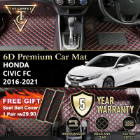 Top Carpet HONDA CIVIC FC ( 2016 β 2021 ) 6D PU Leather Car Carpet VIP Car Mat Floor Mat Alas Kaki K