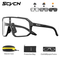 SCVCN Photochromic Men Cycling Sunglasses UV400 Sports Bicycle Women Running Hiking Glasses Road MTB Eyewear Goggles with Case