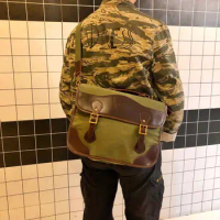 Canvas Leather Office Bags For Men Shoulder Bag Vintage Hand Bag Men Business Sling Bag