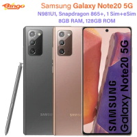 Samsung Galaxy Note20 5G N981U1 128GB/256GB Unlocked Mobile Phone Snapdragon 865+ Octa Core 6.7" 64MP&amp;Dual 12MP 8GB RAM eSim NFC