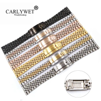 CARLYWET 20 22mm Wholesale Glide Lock Replacement Wrist Watch Band Strap Bracelet For Omega IWC Tudor Seiko Breitling